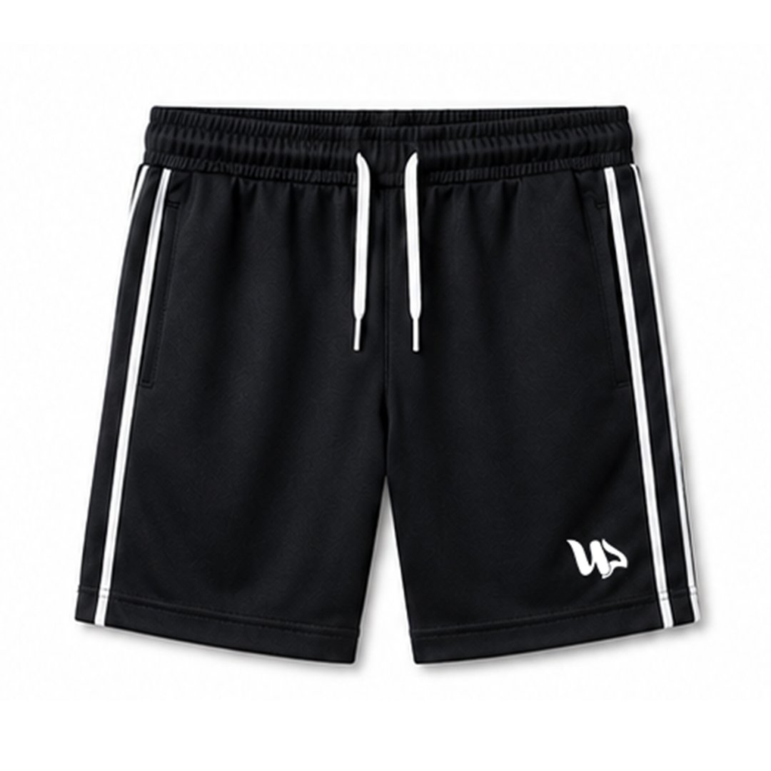 black w white stripes short front black w white stripes short front